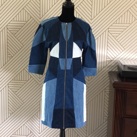 MAJE Patchwork Denim Dress - Picture 4 of 8